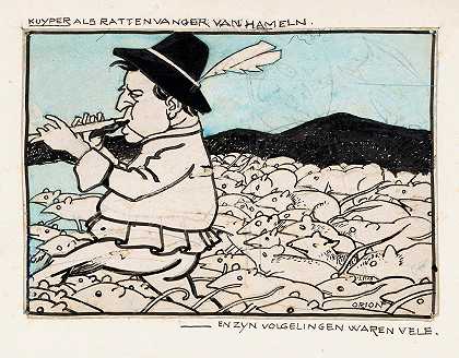 库珀饰演哈梅伦的捕鼠人`Kuyper als de Rattenvanger van Hamelen (1900) by Patricq Kroon