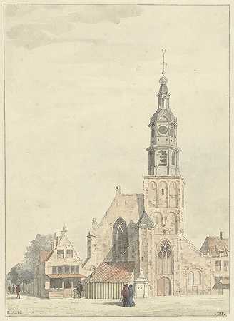 布伦教堂`De kerk te Buren (1728) by Jan Ekels the elder