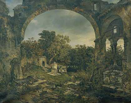 废弃公墓`Verödeter Friedhof (1847) by Joseph Selleny