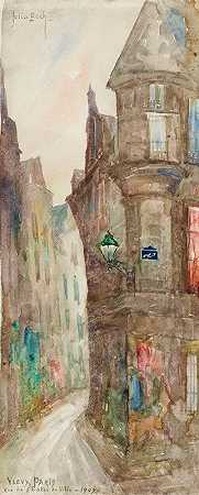 街1907年市政厅`La rue de lHôtel de Ville en 1907 (1907) by Julia Beck