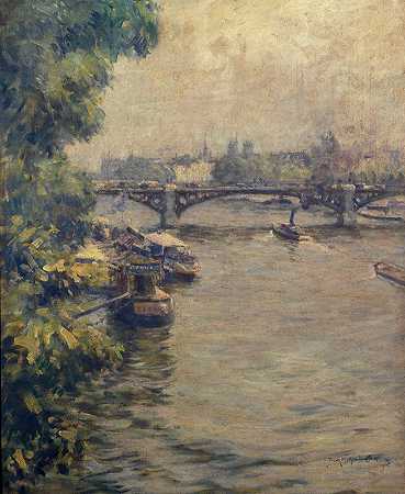 旋转木马桥`Le pont du Carrousel (1914) by Frank Milton Armington
