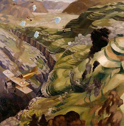 巴勒斯坦瓦迪法拉峡谷中土耳其运输的破坏`The Destruction of the Turkish Transport in the Gorge of the Wadi Fara, Palestine by Sydney W Carline