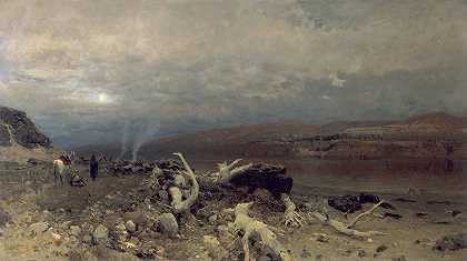 死海上的黄昏`Dusk on the Dead Sea (1881) by Eugen Bracht