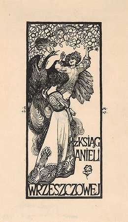 尖叫天使的Ecslibris`Ekslibris Anieli Wrzeszczowej (1907) by Józef Mehoffer