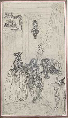 为的一篇头条而学习詹妮小姐历史`Study for a frontispiece for Histoire de Miss Jenny (18th century) by Hubert-François Gravelot