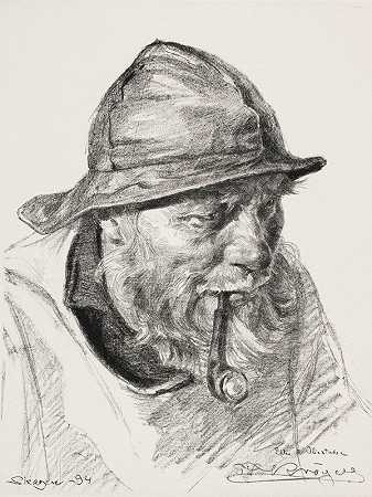 斯卡根渔夫的头目`Hoved af en skagensfisker (1893 – 1894) by Peder Severin Krøyer