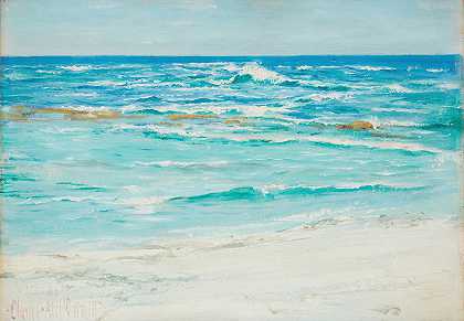 莱桑岛的向风海岸`The Windward Shore of Laysan Island (1911) by Charles Abel Corwin