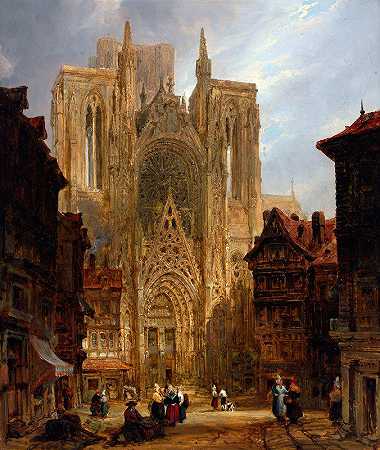 鲁昂大教堂`Rouen Cathedral (ca. 1796~1826) by David Roberts