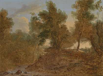 格洛斯特郡威克和的风景岩石下面`A Landscape at Wick, Gloucestershire, Below the Rocks by Benjamin Barker