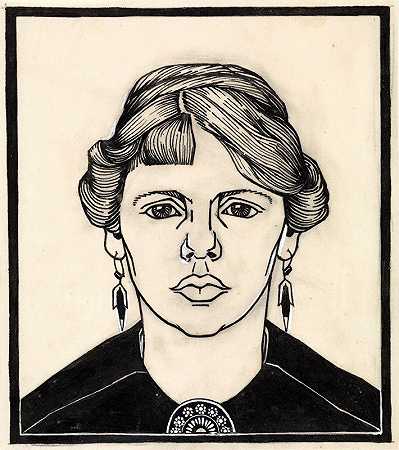 一个女人的肖像，在前面`Portret van een vrouw, van voren (1887) by Julie de Graag