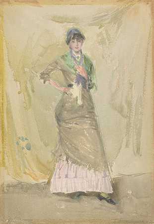 绿色的便条`A Note in Green (1883~1884) by James Abbott McNeill Whistler