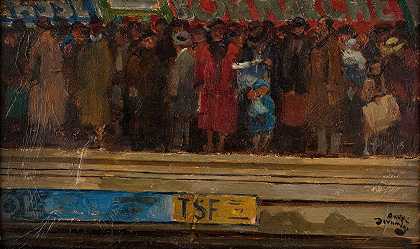 地铁高峰时段`LHeure de pointe dans le métro (1920) by André Victor Édouard Devambez