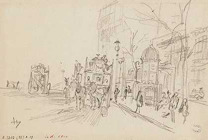 都在一条大道上`Omnibus sur un boulevard (1895 ~ 1905) by Frédéric Houbron