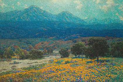 加州罂粟田`California Poppy Field (circa 1926) by Granville Redmond