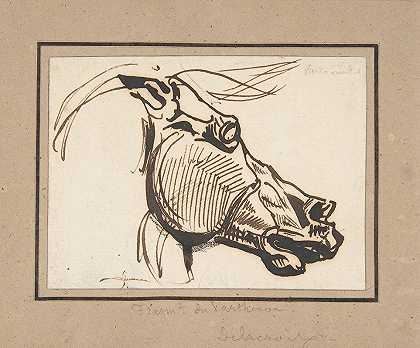 帕台农神庙之后的马头`Head of a Horse, after the Parthenon (ca. 1825) by Eugène Delacroix