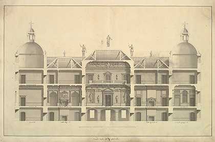 诺福克霍顿厅东面部分`Section of the East Front, Houghton Hall, Norfolk (1735) by Isaac Ware