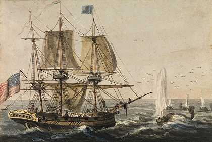 补充船舶这是纽芬兰海岸的鳕鱼储藏室`Replenishing the Ships Larder with Codfish off the Newfoundland Coast (1811–ca. 1813) by Pavel Petrovich Svinin