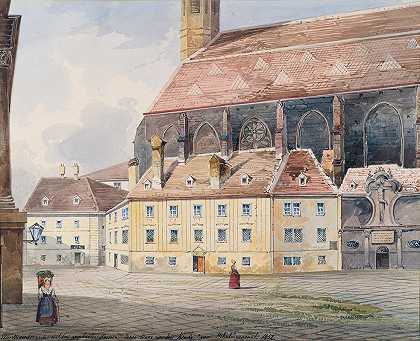维也纳的Minorite教堂`Die Minoritenkirche in Wien (1852) by Friedrich Leibold