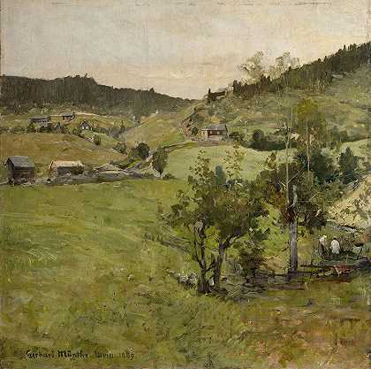 开口销农场`Cotters farms (1889) by Gerhard Munthe