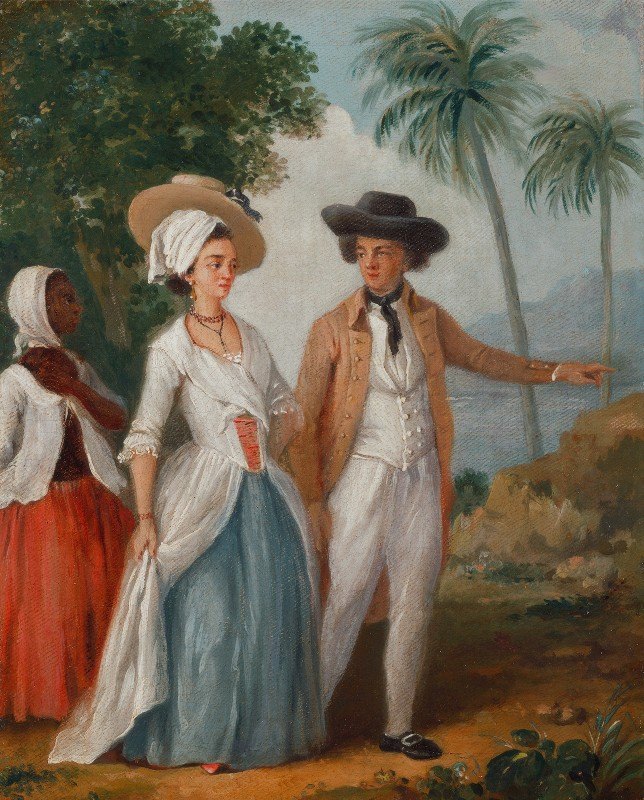 种植园主和他的妻子，还有一个仆人`Planter And His Wife, With A Servant (circa 1780) by Agostino Brunias