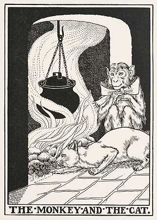 猴子和猫`The Monkey and the Cat (1900) by Percy J. Billinghurst