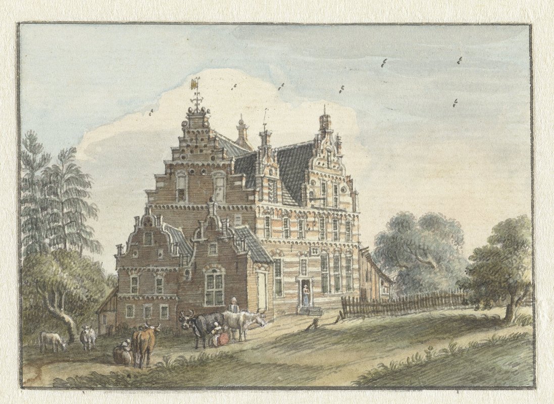Zutphen附近的House Den水坝`Het Huis Den Dam bij Zutphen (1748) by Jan de Beijer