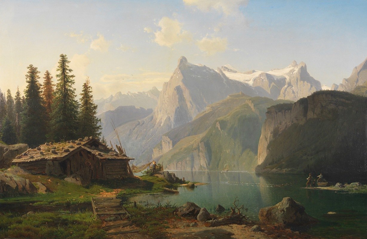 卢塞恩湖`Am Vierwaldstättersee (1859) by Johannes Bartholomäus Duntze