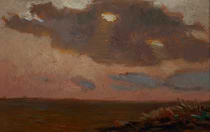 日落之後`After Sunset (1906) by Jan Stanislawski