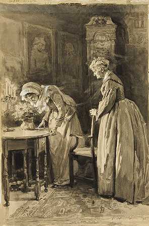 他们的香水充满了房子`Their Perfume Flooded the House (1892) by Alice Barber Stephens
