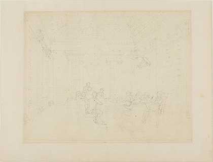 英国海军部董事会会议室的书房，来自伦敦的缩影`Study for Board Room of the Admiralty, from Microcosm of London (c. 1808) by Augustus Charles Pugin