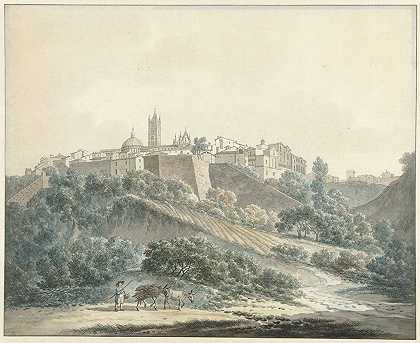 锡耶纳景观`Gezicht op Siena (1787) by Daniël Dupré