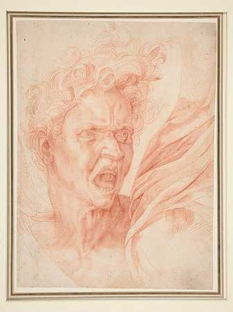 迷失灵魂的头颅`Head of a Lost Soul (ca. 1700) by Michelangelo