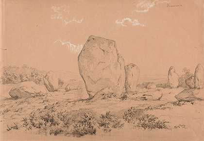 门希尔到凯马里奥`Menhirs à Kermario by Jacques-Raymond Brascassat