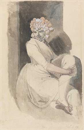 坐着的女人的研究`Study of a Seated Woman (1791) by Henry Fuseli