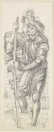圣克里斯托弗和婴儿基督`St Christopher and the Infant Christ by Sir Edward Coley Burne-Jones