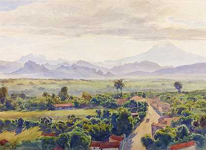 库埃纳瓦卡景观`View of Cuernavaca by Henry Otto Wix