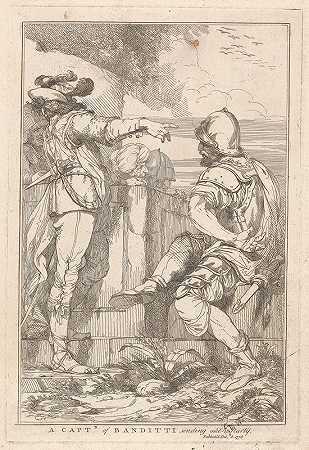 班迪蒂船长派出了一个派对`Captain of Banditti sending out a party (1778) by John Hamilton Mortimer