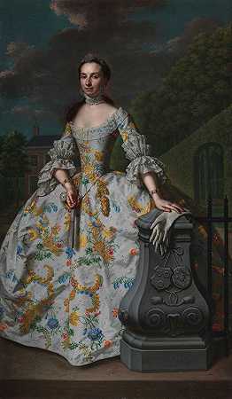 夏洛特·比阿特丽克斯·斯特里克·范林肖滕肖像`Portrait of Charlotte Beatrix Strick van Linschoten (c. 1755) by Mattheus Verheyden