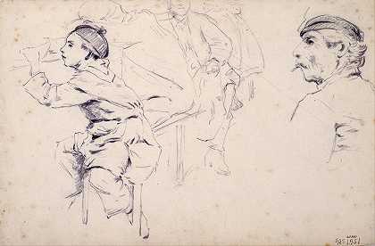 儿童与男性形象研究`Study of Children and Figures of Men (circa 1883) by Santiago Rusiñol