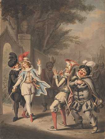 决斗;第十二夜第三幕第四场`The Duel; Twelfth Night, Act III, Scene IV (ca. 1790) by Henry William Bunbury