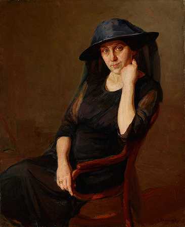 艺术家K夫人的肖像妻子`Portrait of Mrs K., Artists Wife (1931) by Aleksander Krawczyk