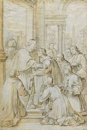 圣布鲁诺会见科隆主教休`Saint Bruno Meets Bishop Hugh of Cologne (circa 1720) by Antoni Viladomat
