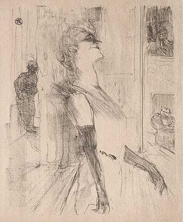 伊维特·吉尔伯特：在舞台上`Yvette Guilbert: Sur la scène (1898) by Henri de Toulouse-Lautrec
