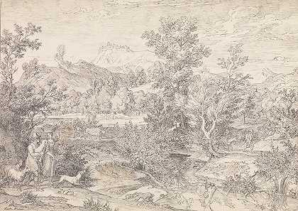 帕利亚诺附近有人物的罗马景观`Roman landscape with figures near Paliano (18th–19th century) by Joseph Anton Koch