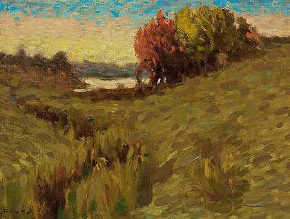 黎明的风景`Landscape at Dawn by Eanger Irving Couse