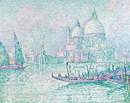 威尼斯。敬礼。绿色`Venise. La Salute. Vert (1908) by Paul Signac