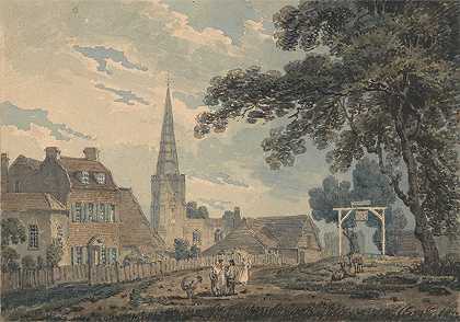 米德尔塞克斯山上的哈罗`Harrow~on~the~Hill, Middlesex (ca. 1794) by Thomas Girtin