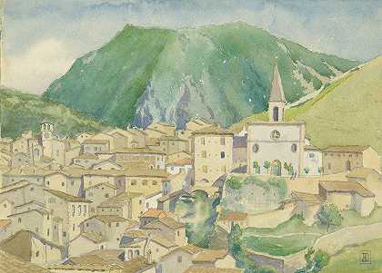 阿布鲁齐的一个小镇`A Town in the Abruzzi by John Ireland Howe Downes