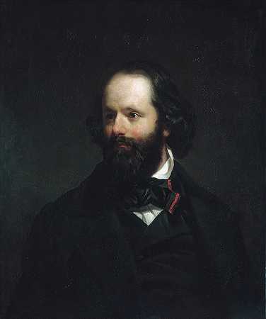 艺术家的肖像`Portrait of the Artist (ca. 1850) by Charles Loring Elliott