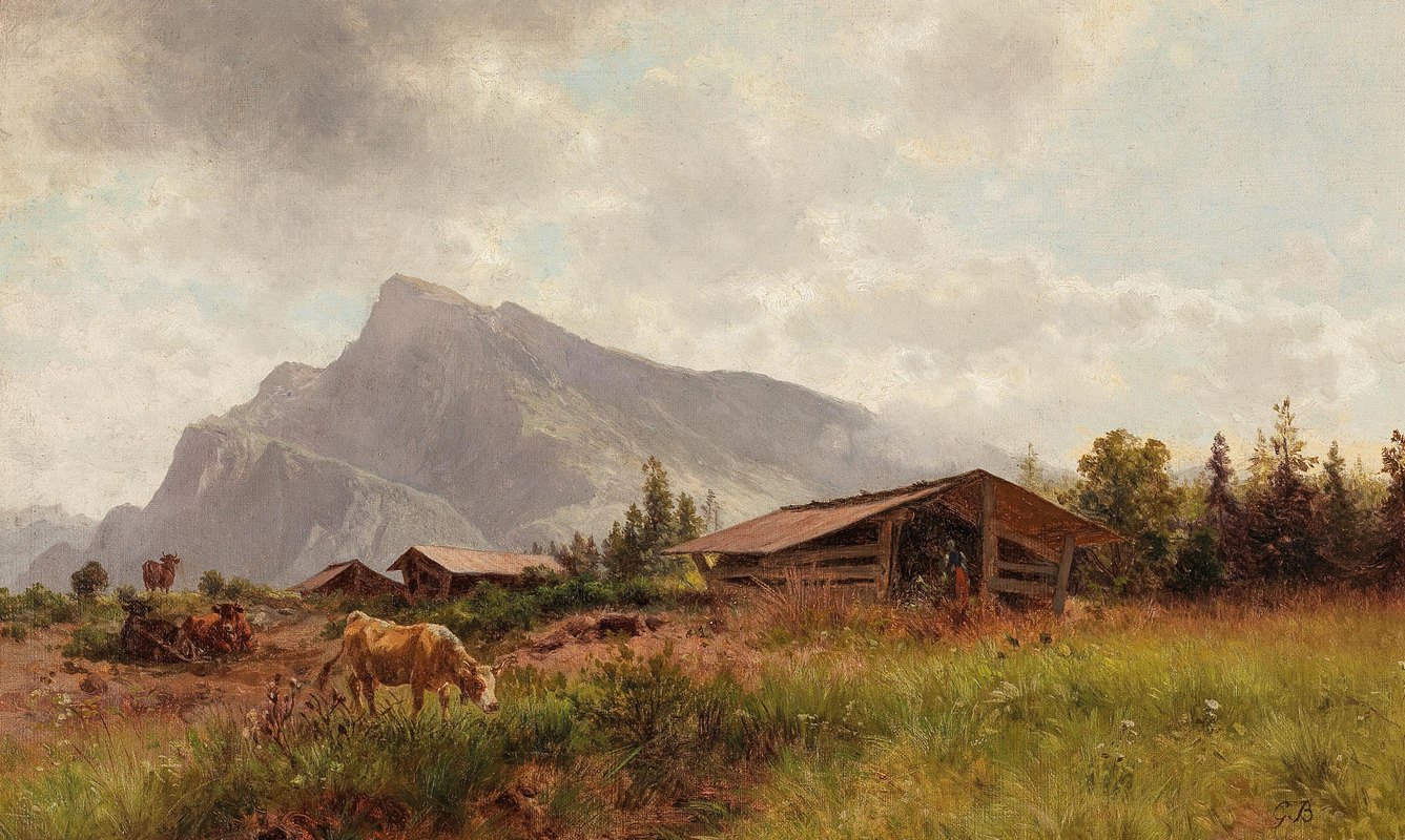 从沃尔斯看恩特斯伯格`A View of Untersberg from Wals by Gustav Barbarini